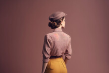 Elegance And Vintage Dressed Woman In Dress And Hat In 1950s Style, Created With Generative AI Technology