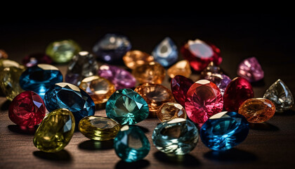 Sticker - Precious gems, luxury, transparent stones in abundance generated by AI