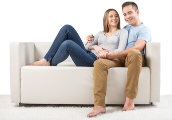 Smiling Couple on the Couch