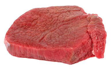 Wall Mural - Round raw beef steak on a white isolated background