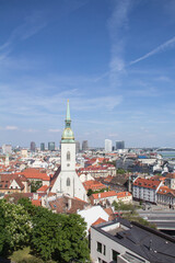 Wall Mural - Beautiful view of St. Martin's Cathedral on the banks of the Danube in the old town of Bratislava, Slovakia on a sunny summer day 