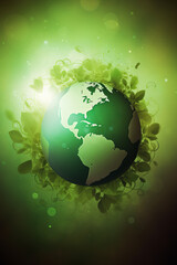 created with ai. Green world background, Earth day, Environment protection concept