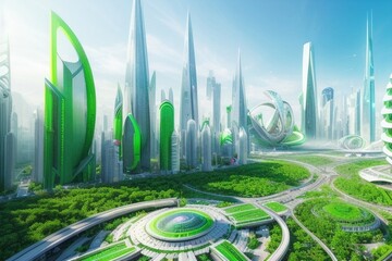 Eco futuristic city, generative ai