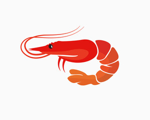 Wall Mural - jump prawn shrimp red abstract logo icon symbol design template illustration inspiration