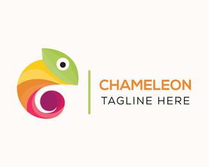 simple abstract full color chameleon logo icon symbol design template illustration