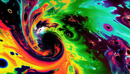 Wall Mural - liquid paint oil colorful swirl background - by generative ai