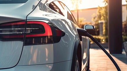 Charging stations for electric cars at a parking lot Generative AI