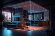 © top images - Abstract visualization of smart home, zoning and online control. Future housing concept. AI generated, human enhanced