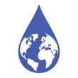 Water drop silhouette with planet Earth Vector