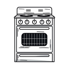 Sticker - Modern kitchen appliance icon electric oven stove