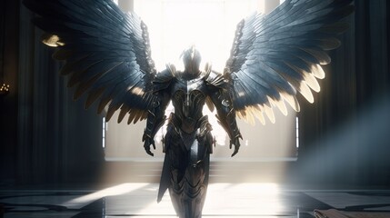 mighty archangel, digital art illustration, Generative AI