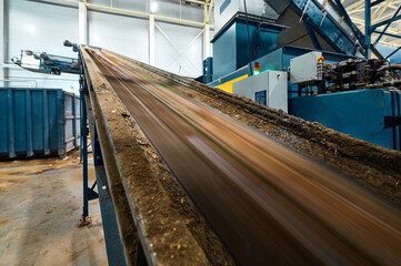 Wall Mural - Large conveyor lines plant for sorting and processing household waste.