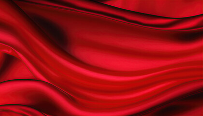 Wall Mural - silk red fabric. Background with texture of wavy satin fabric. Generative AI illustration