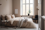 Fototapeta  - Cozy bedroom. Interior concept created with generative ai tools.