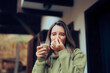 Woman Not Standing the Smell of the Caffeine Beverage. Person with hypersensitivity to odors feeling disgusted by coffee aroma
