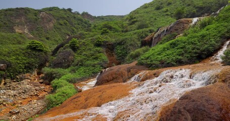 Wall Mural - Jinguashi golden waterfall in New Taipei city of Taiwan