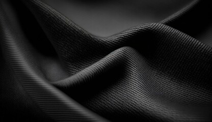 Black silk fabric background texture abstract. Luxury satin cloth 3d rendering.
