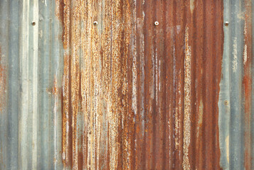 Wall Mural - Old zinc wall texture background, rusty on galvanized metal panel sheeting.