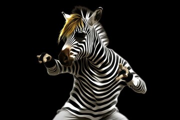 Wall Mural - Zebra Music Dancer Backdrop Generative AI