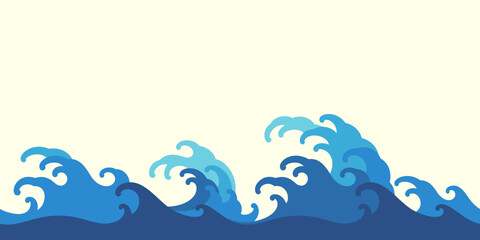 ocean sea wave asian vintage style flat design seamless wallpaper