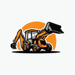 Back Hoe Loader Vector Illustration. Ready Made Logo. Best for Construction Related Company Illustration