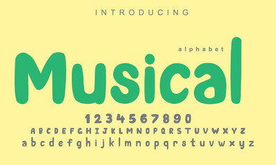 Sticker - Musical font. Elegant alphabet letters font and number. Classic Copper Lettering Minimal Fashion Designs. Typography fonts regular uppercase and lowercase. vector illustration