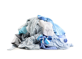 Wall Mural - Stack of dirty clothes on white background