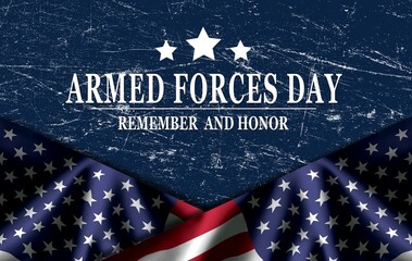 Wall Mural - ARMED FORCES DAY , Poster with USA flag	
