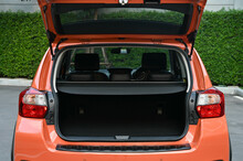 Rear View Of The Car Open Trunk The Exterior Of A Modern, Modern Car Empty Trunk