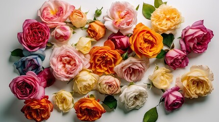 Sticker - A lot of beautiful bright multi-colored roses of different colors with Generative AI 