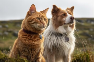 Wall Mural - cat and dog setting off on exciting adventure in popular television series, created with generative 