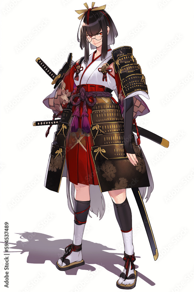 女性キャラクターの全身イラスト(AI generated image) Stock