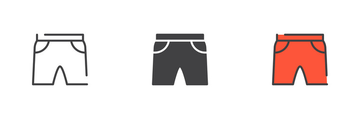 Summer shorts different style icon set