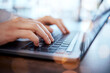 © Joshua A./peopleimages.com - Hands typing, man and laptop on desk with internet research for writing online article for social media news. Remote work, freelance writer and blog, content marketing with hand on computer keyboard.
