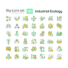 Wall Mural - industrial ecology rgb color icons set. sustainable development. environment protection. circular ec