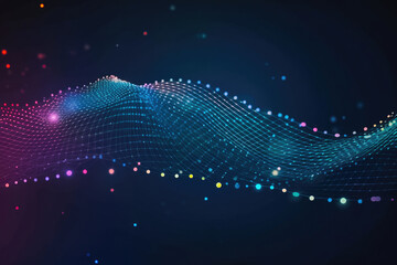Abstract dot point connect with gradient line. Digital data technology wave. Big data and data science wave background. Generative AI.