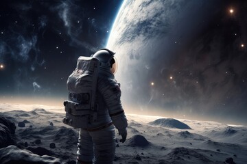 Wall Mural - astronaut gazing at the mysterious and endless expanse of space, with planets and stars in the backg