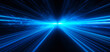 © junghc1 - Abstract stylish light trail on black background. Blue glowing neon lines effect illustration. generative AI.