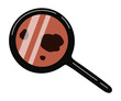 Melanoma diagnosis, skin cancer prevention icon. Checking moles, birthmarks under magnifying glass. Vector illustration isolated on white background