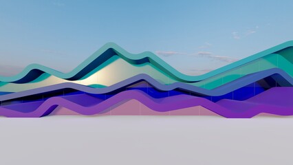 Abstract architecture background curved buildings 3d render