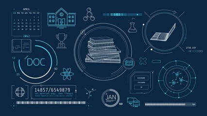 Wall Mural - animated infographics on the theme of learning and education.