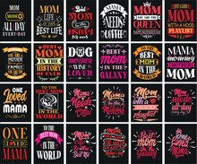 MOTHER'S DAY TYPOGRAPHY BUNDLE T-SHIRT DESIGN. 