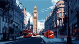 Fototapeta Londyn - Illustration of the beautiful city of London. United Kingdom