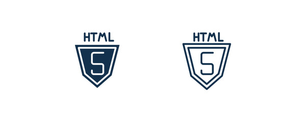 html5 icon. Outline and filled html5 icon from information technology collection. Line and glyph vector isolated on white background. Editable html5 symbol.