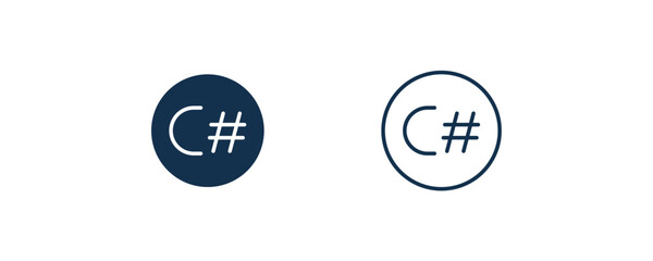 c sharp icon. Outline and filled c sharp icon from information technology collection. Line and glyph vector isolated on white background. Editable c sharp symbol.