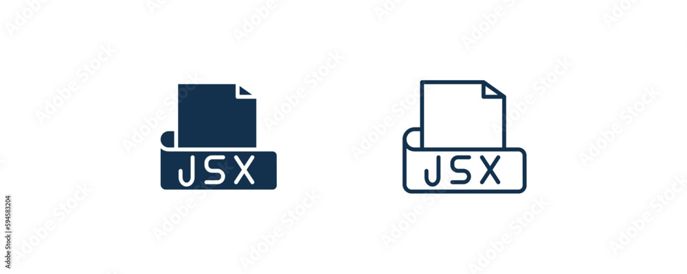 jsx icon. Outline and filled jsx icon from information technology collection. Line and glyph vector isolated on white background. Editable jsx symbol.