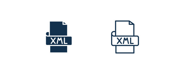 xml icon. Outline and filled xml icon from information technology collection. Line and glyph vector isolated on white background. Editable xml symbol.