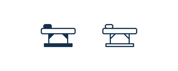 Wall Mural - table of treatments icon. Outline and filled table of treatments icon from medical and healthcare collection. Line and glyph vector isolated on white background. Editable table of treatments symbol.