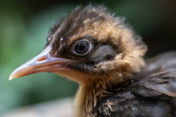 Poster - close-up of baby bird's beak, with its eyes still closed, created with generative ai