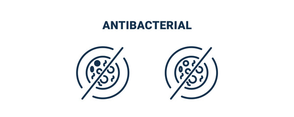 Poster - antibacterial icon. Outline and filled antibacterial icon from Hygiene and Sanitation collection. Line and glyph vector isolated on white background. Editable antibacterial symbol.